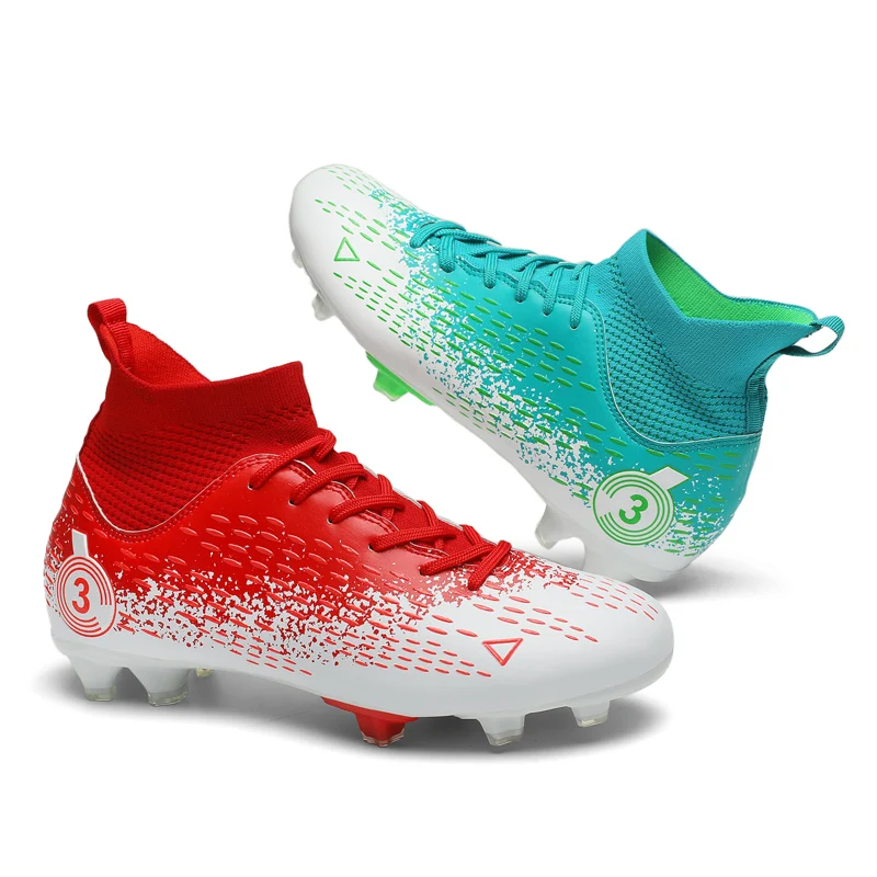 Men's High-Top Soccer Shoes FG/TF Football Boots Chilidren Anti-Slip Grass Training Soccer Cleats Wide Size 31-48 New Arrival