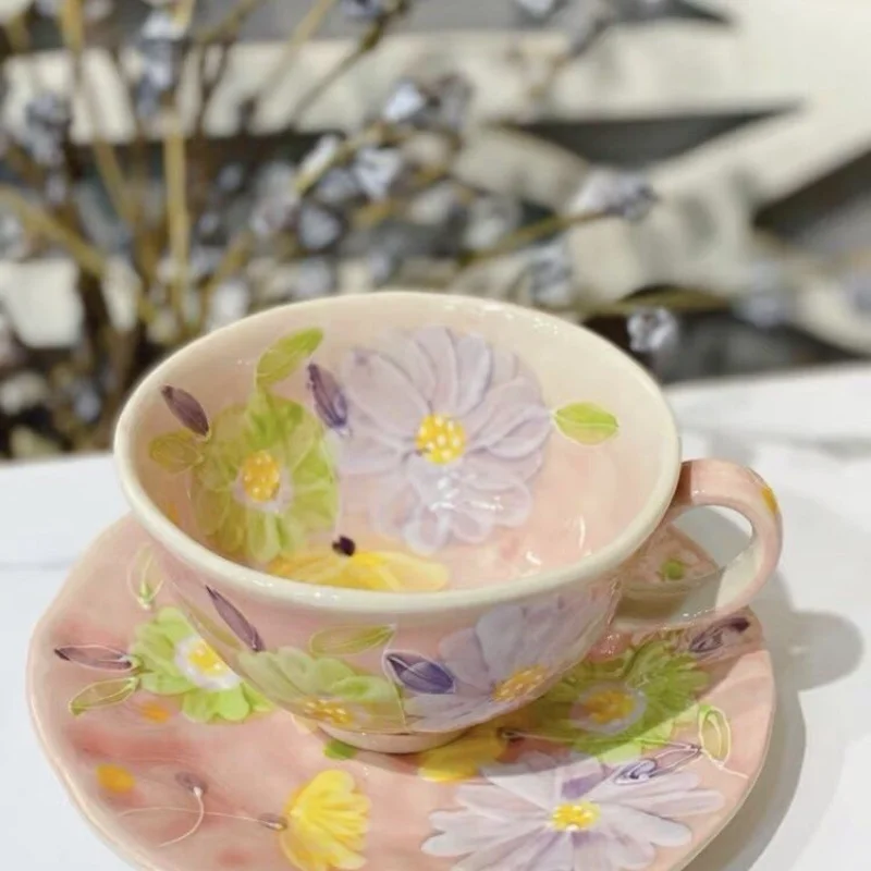 

Exquisite Niche Japanese Cup Fanhua Ceramic Mug Perfect Pairing with High Appearance Afternoon Tea Cute Cups