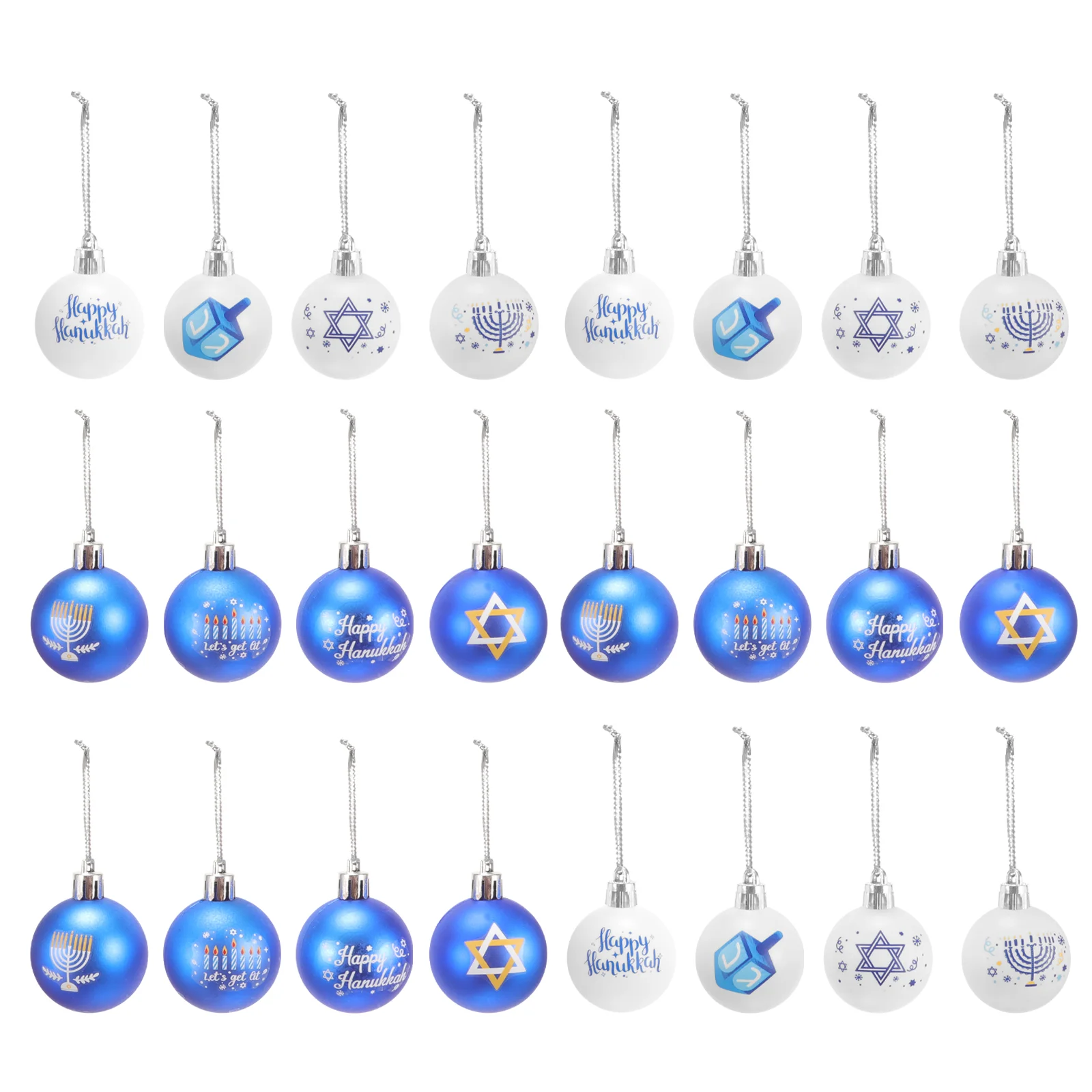 

24 Pcs Party Hanukkah Balls Christmas Decor Small Decors Ornaments Pendants Decorative Decorations Hanging