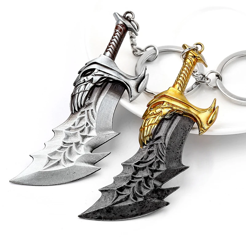

God Of War Weapon Keychains Men Gifts Gothic Kratos Sword Metal Keyring Levitan's Axe Accessories Car Charm Key Chain Pendants