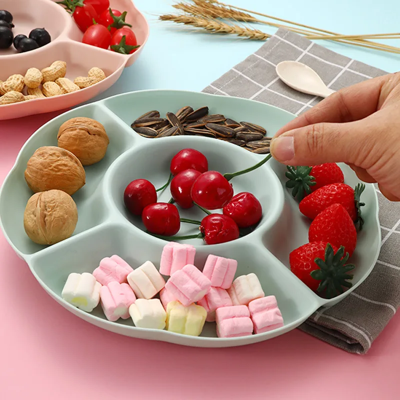 

1Pc Food Storage Tray Nut Platter Candy Snacks Server Dish Divided Dried Fruit Snack Plate Appetizer Serving Platter For Party