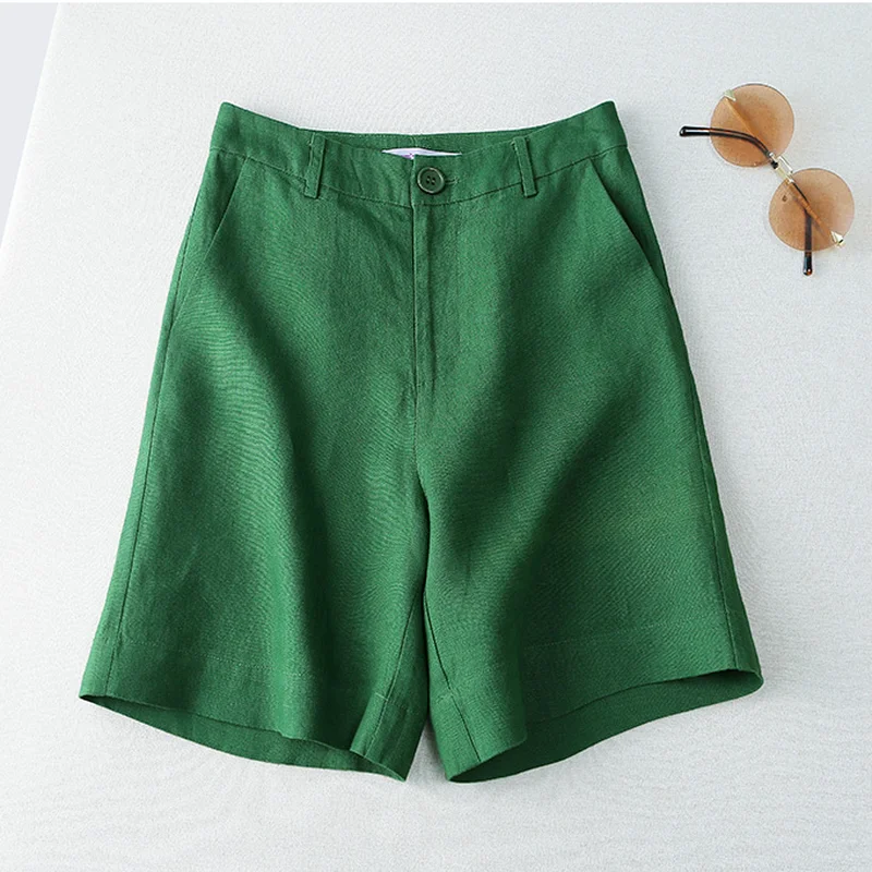Women's Summer Shorts 2022 Cotton Casual Short Candy Classic Linens Button Fly Straight Short Pants Student Pantalones Cortos