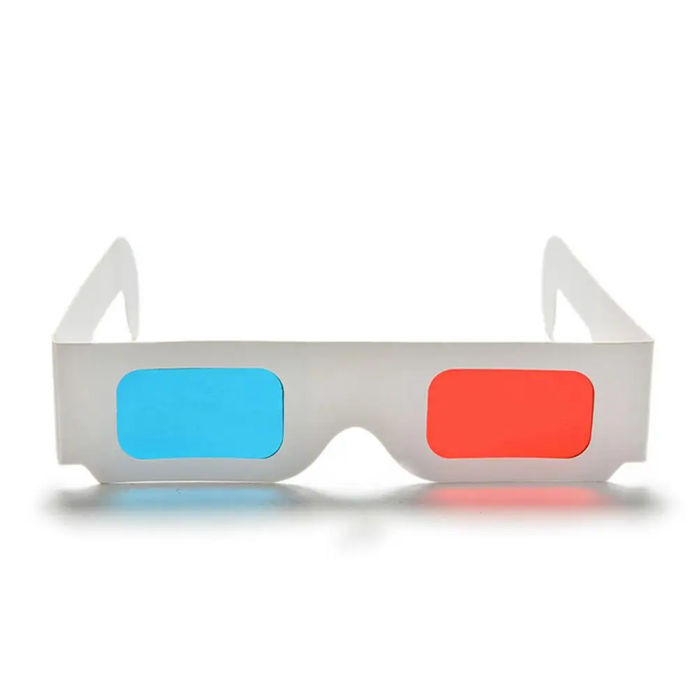 10 шт./лот универсальные бумажные 3D очки Anaglyph для просмотра красное/синее стекло