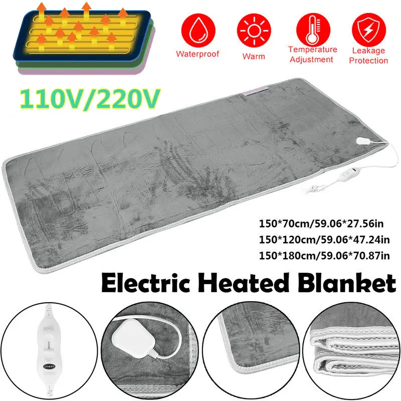 220V/110V Bed Electric Heating Blanket Heated Mat Winter Soft Bed Warmer Pad Thermostat Carpet Single Double Carpets Mat for Bed