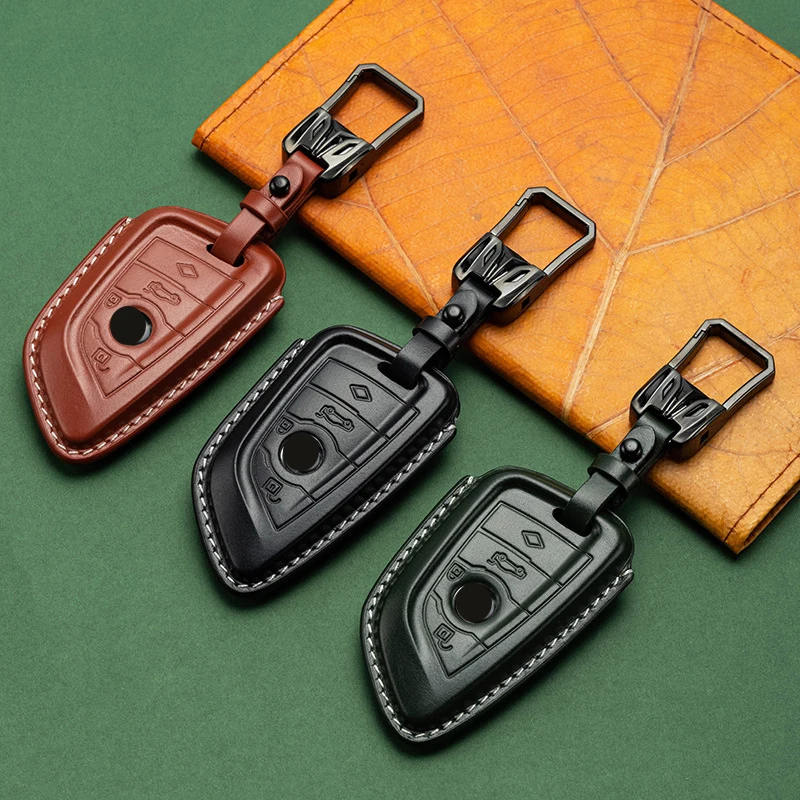 

Genuine Leather For BMW X1 X3 X5 X6 X7 1/3/5/6/7 Series G30 G20 G32 G11 F20 Z4 F48 F39 G01 G02 F15 F16 G07 Car Key Case Cover