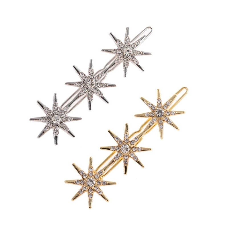 

Girls Hair Clip Alloy Hexagram Shape Hairpin Duckbill Hairpin for New Year Wear