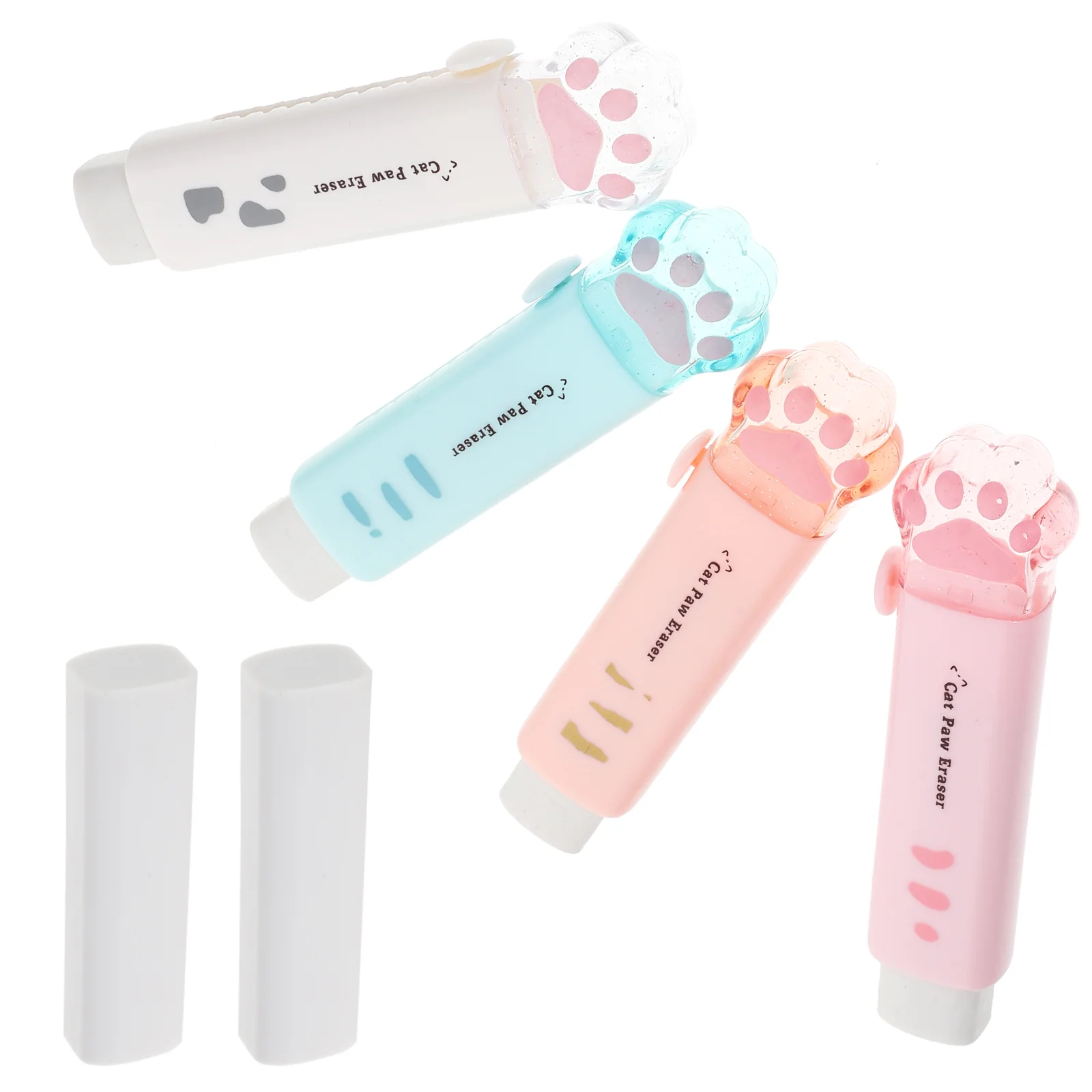 

Eraser Cat Paw Shaped Erasers Portable Refill Exam Test Rubber Kawaii School Supplies Student Students