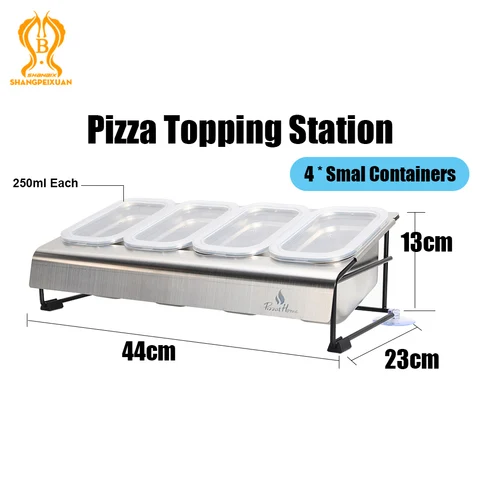 Станция для пиццы из нержавеющей стали с полипропиленовой прозрачной крышкой, контейнер для хранения пиццы и ингредиентов в холодильнике