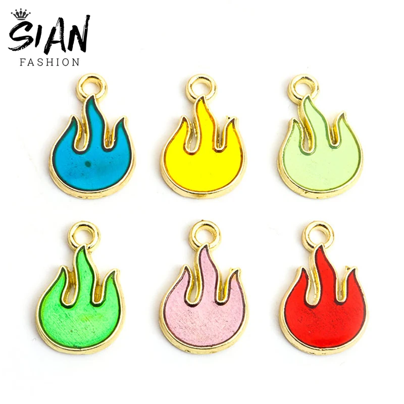 

20pcs/Lot Oil Dripping Enamel Fire Small Charms for DIY Jewelry Makings Necklace Keychains Earrings Handmade Findings Crafts