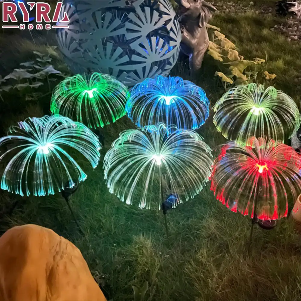 

5PCS Solar Garden Lights Solar Jellyfish Light 7 Colors Changing LED Outdoor Waterproof Fiber Optic Lights Lawn Patio Decor Lamp