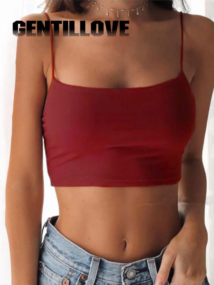 

Basic Red Women Sports Tank Top Summer Backless Straps Fitness Camis Fashion Casual Female Sleeveless Cropped Vest Outfit Party