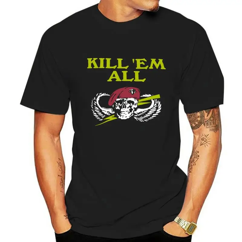 

Футболка мужская винтажная в стиле Харадзюку, рубашка в стиле милитари, с черепом и перекрестными косточками, с принтом «убить их всех», в ст...