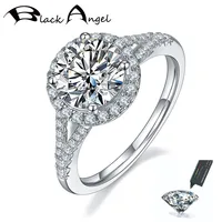BLACK ANGEL Luxury Design D Color 3 Carat Real Moissanite Diamond Ring for Women 925 Sterling Silver Rings Engagement Jewelry