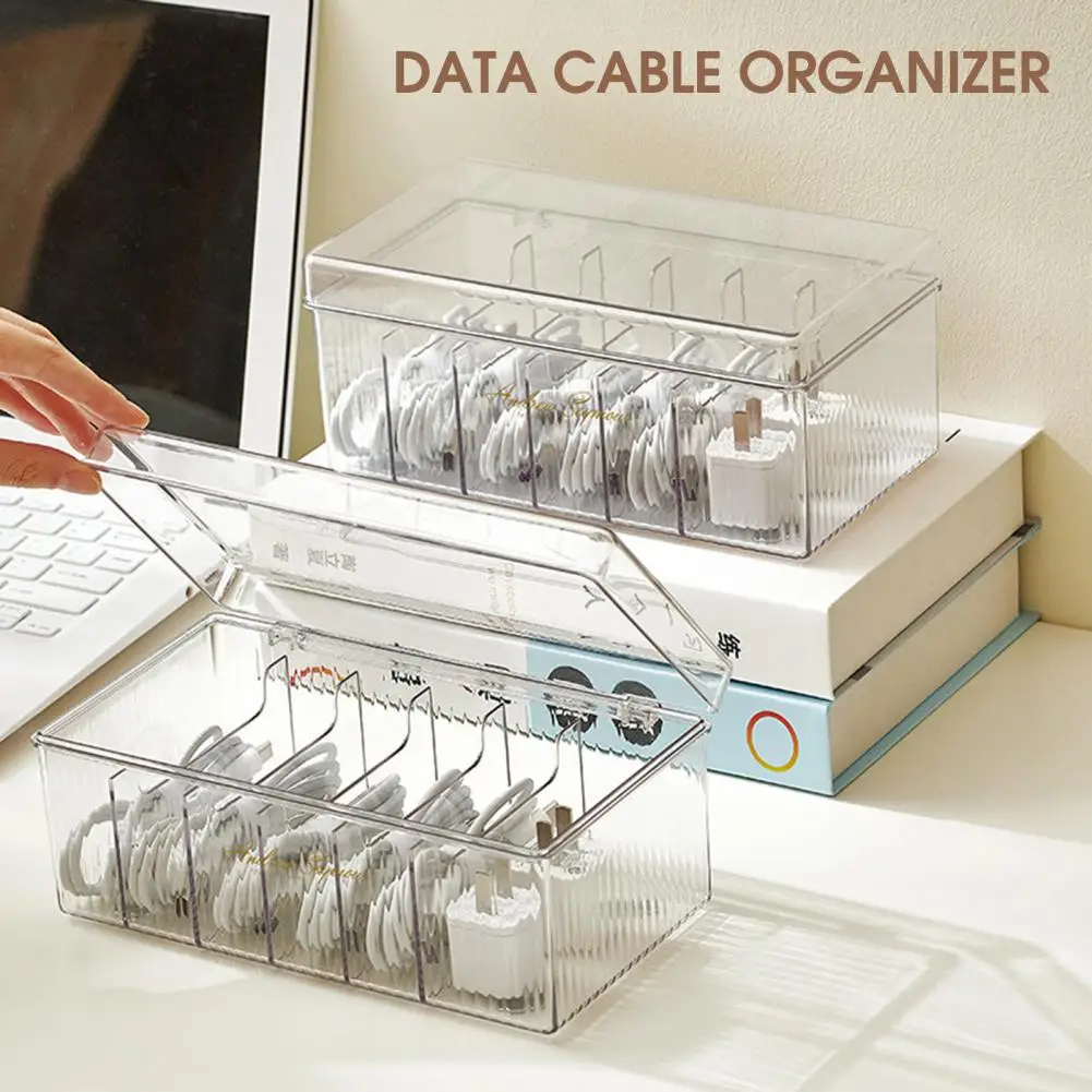 

Storage Data Cable Lightweight Transparent Portable Data Cable Storage Box for Home