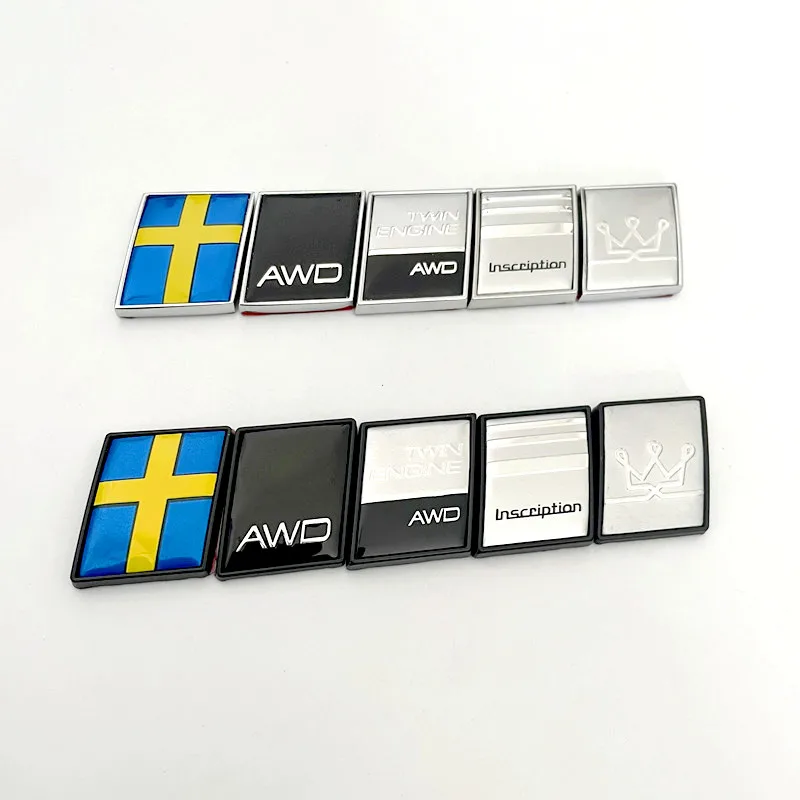 Фото 3D Metal AWD Sweden Flag Crown Logo Rear Trunk Emblem Badge Sticker Decals For Volvo V40 V60 C30 S60 S80 S90 XC90 XC60 XC40 №1