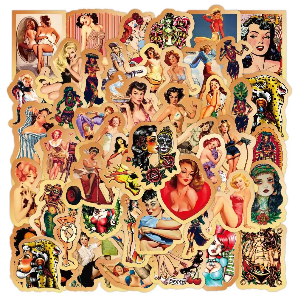 Стикеры в стиле ретро с изображением сексуальной девушки и граффити 10/30/50 шт. |