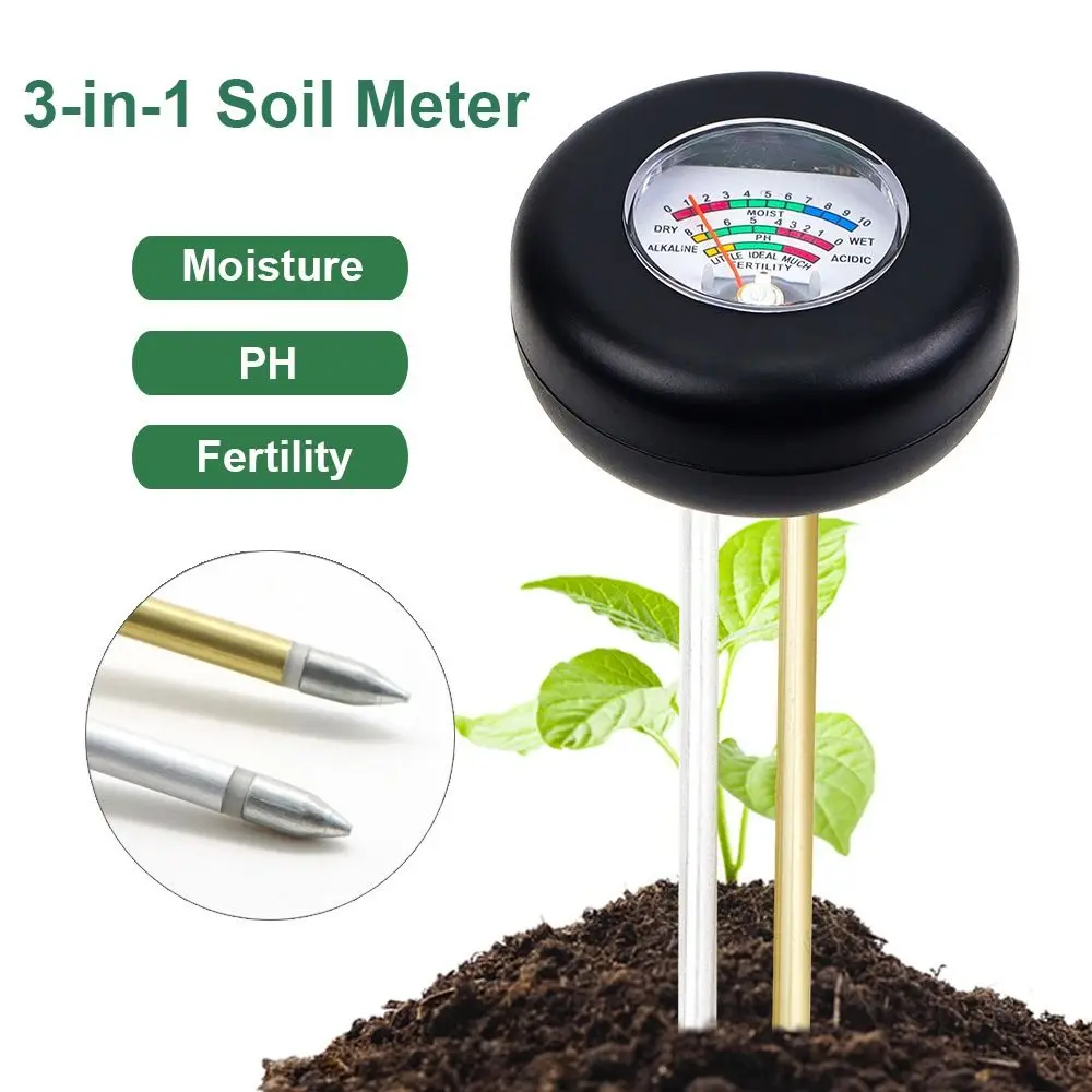 

for Flower Metal Sensor Outdoor Test Tool Humidity Moisture Fertility 3-in-1 Soil Meter 0.01 High Accuracy PH Meter