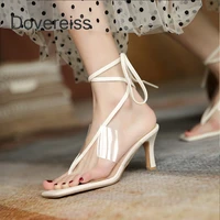 pvc sandals square toe fashion cage womens shoes summer new sexy elegant narrow band party shoes ankle strap