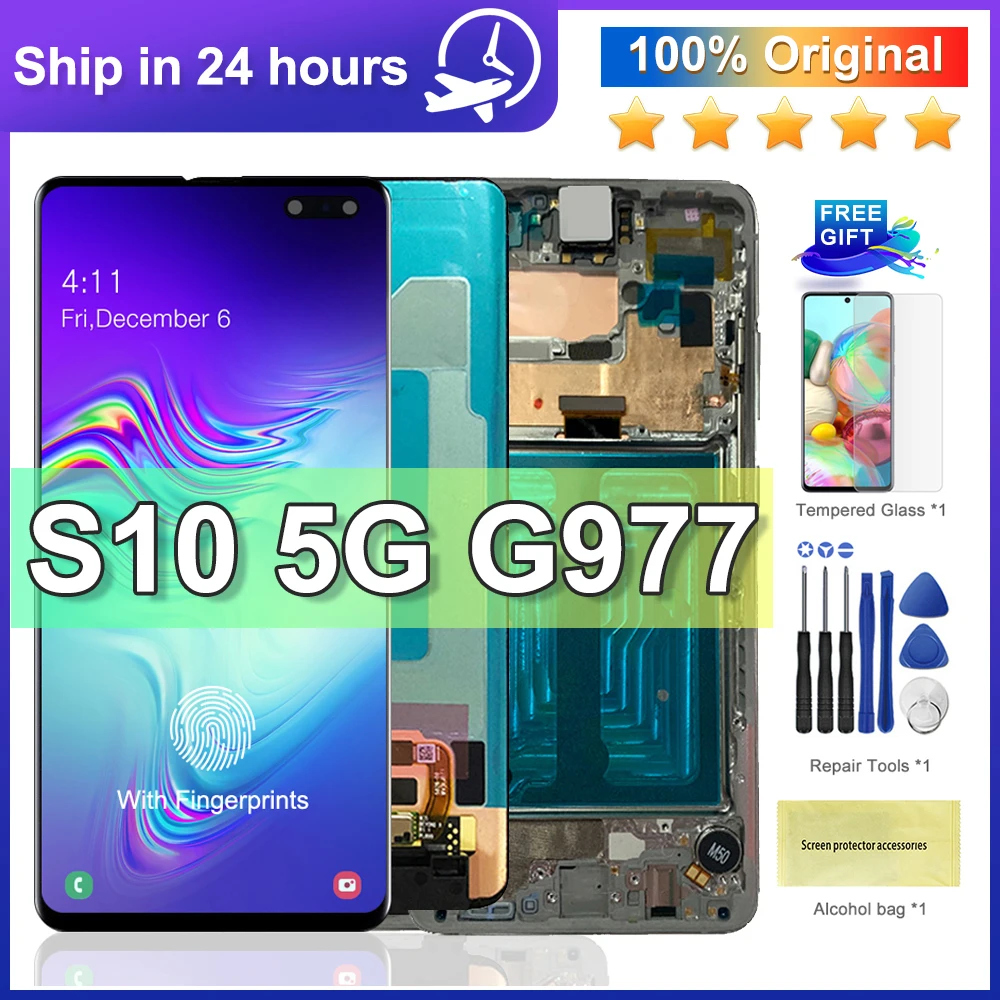 

Оригинальный ЖК-дисплей 6,7 дюйма для Samsung Galaxy S10 5G Lcd G977 SM-G977B G977U, ЖК-дисплей с сенсорным экраном, дигитайзер, сборная Замена