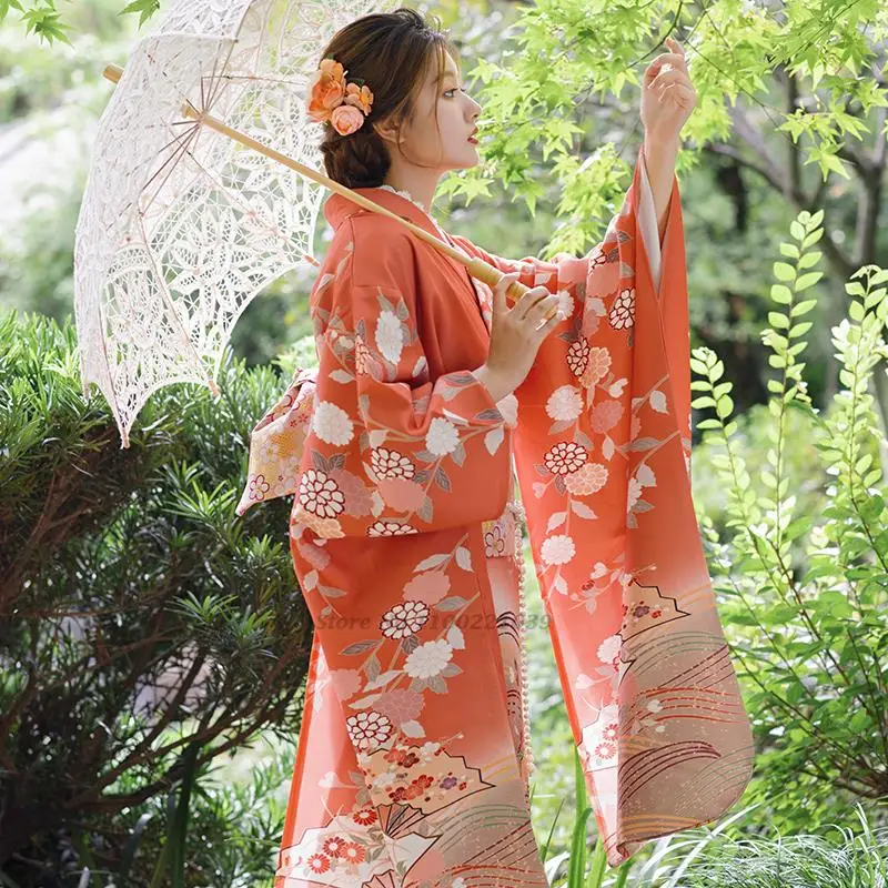 Кимоно женское традиционное японское с принтом, длинный кардиган, юката, халат в японском стиле, 2022