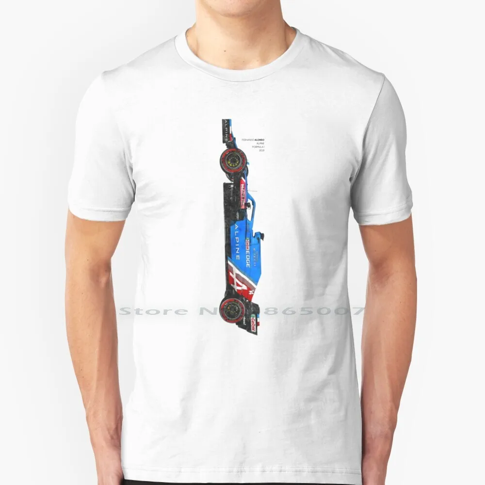 

Fernando Alonso 2021 Alpine Car Art T Shirt 100% Cotton Fernando Alonso Alpine A521 Motor Racing Car Racing Supercar Sports