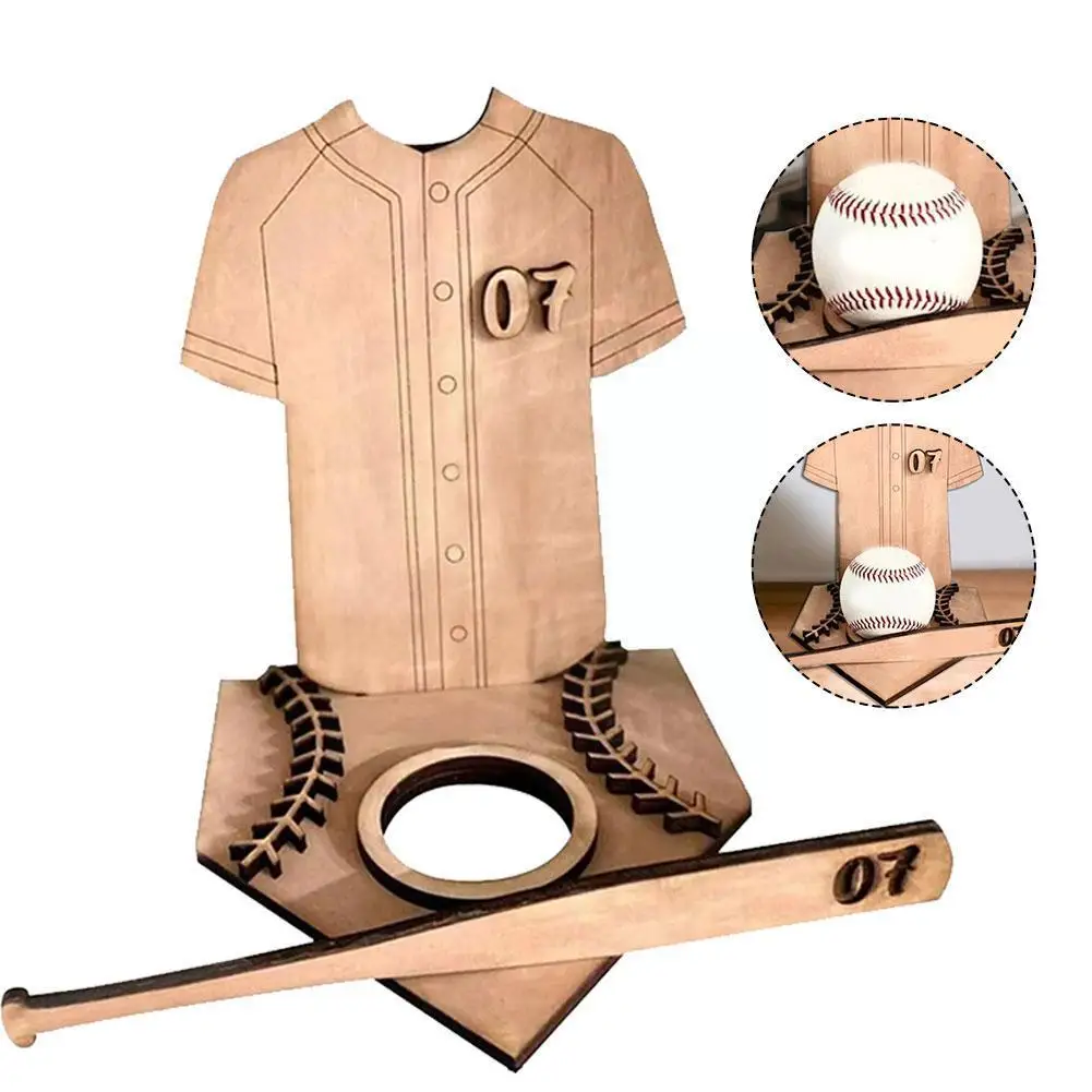 

2023 New Simple And Personalized Wooden Baseball Logo Short Indoor Sleeved Storage Display Rack Desktop M4f1