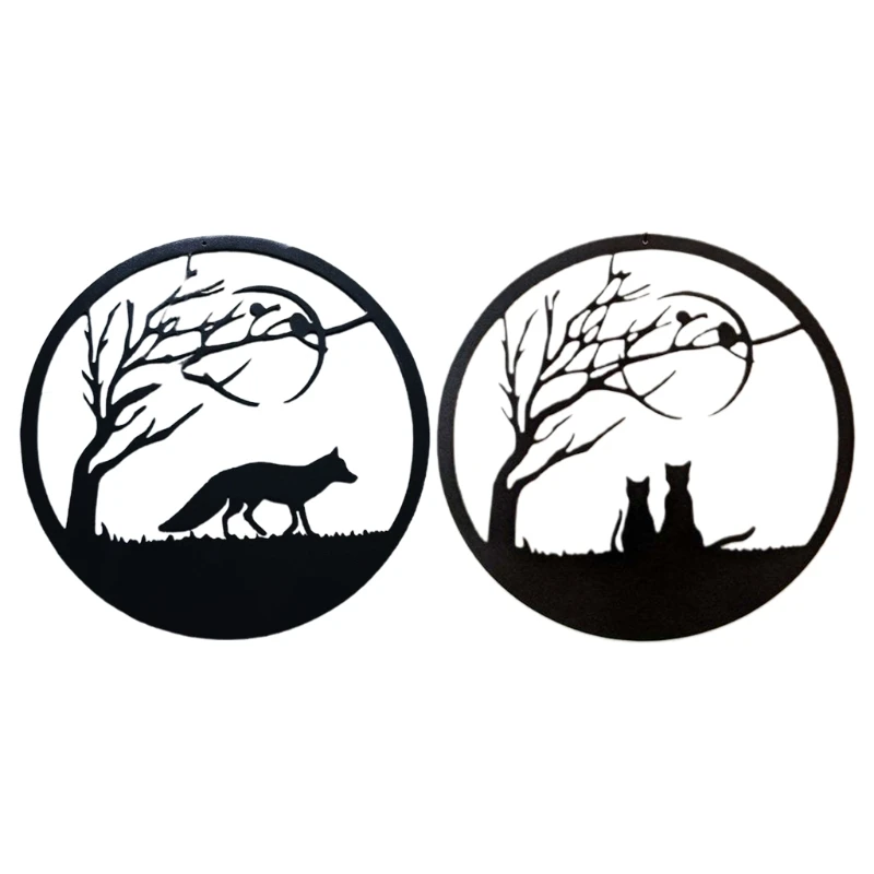 

Металл для кошек, садовый искусство, патио и домашний 3D декор, подвесной круг для креативного дизайна, дверные настенные украшения