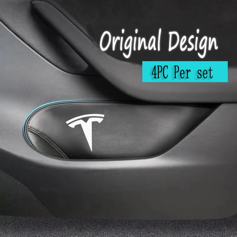 

4Pcs/Set Car Gate Slot Pad Storage Mat Door Side Organizer For Tesla Model Y 2020 2021 Car Interior Accessories