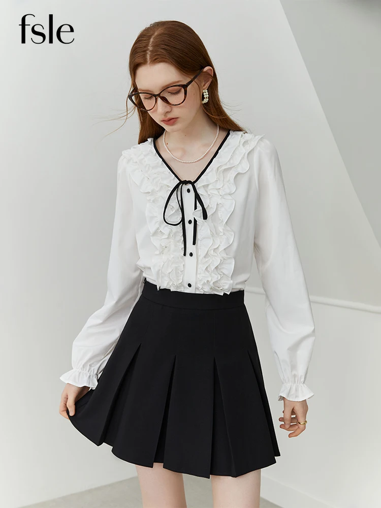 

Женская французская рубашка с V-образным вырезом и длинными рукавами