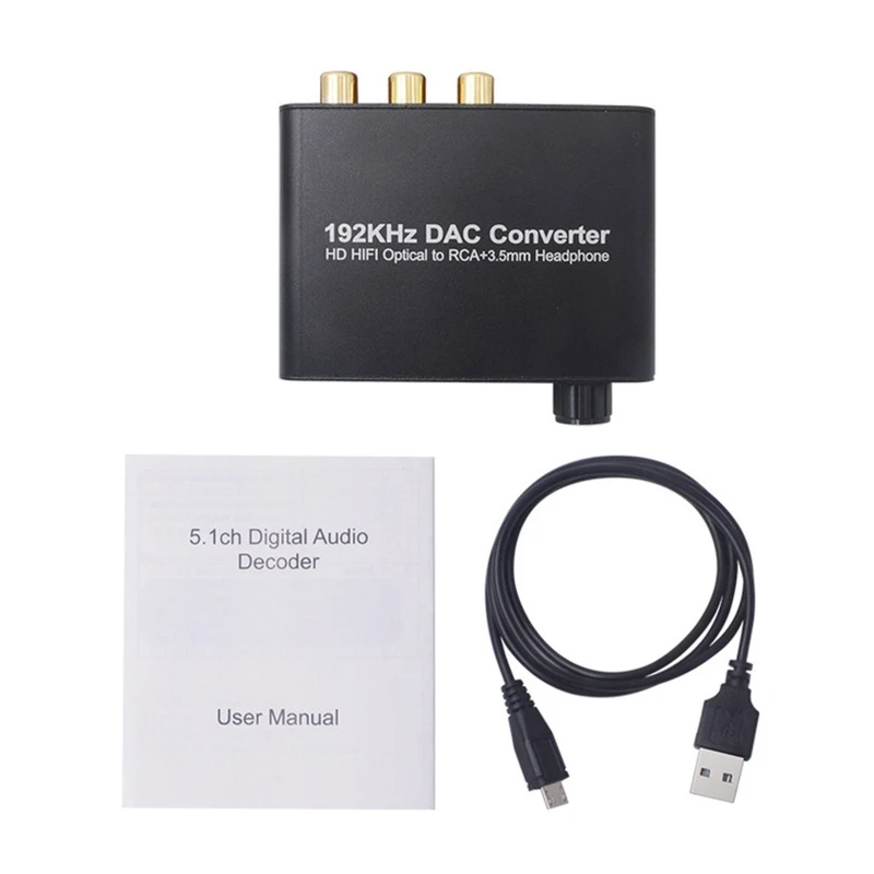 

YYDS Digital to Analog Converter Upgrade Volume Adjustable Optical to RCA Converter with Optical & USB Power Cable