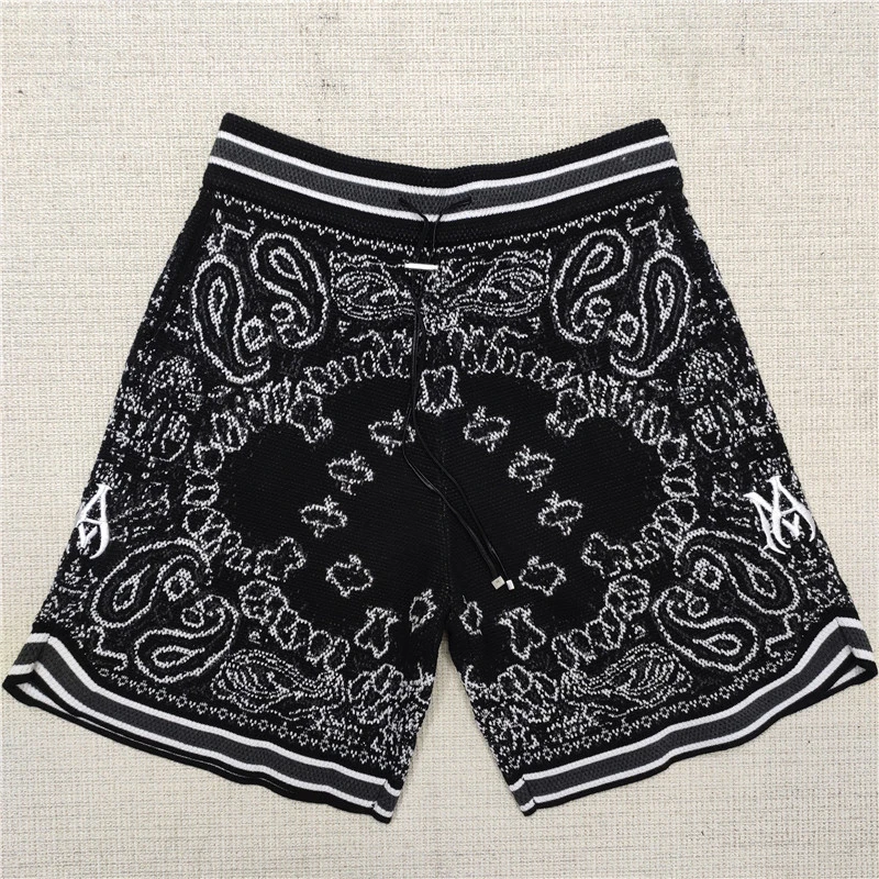 New Vintage Paisley Print Men's Shorts Cashmere Knitted Shorts High Quality Embroidered Men Sweatpants 2022 Social Club Outfits