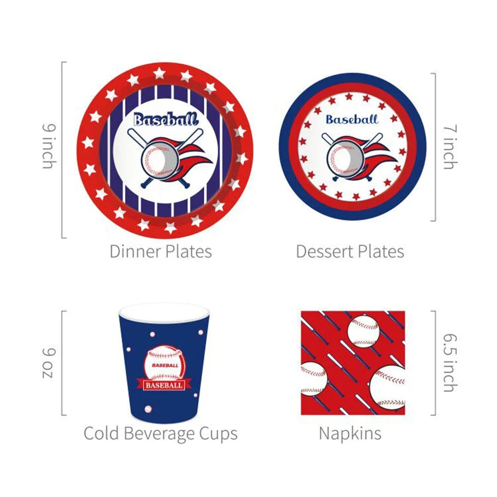 

Cool Cartoon Sports Baseball Ball Birthday Baby Shower Party Decorations Paper Disposable Tableware Sets Plates Cups Napkins