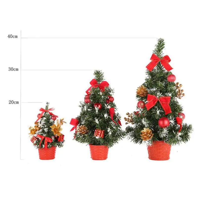 2024 New Year Gift Mini 20/30/40cm Artificial Christmas Tree Table Ornament With LED Light Balls Decoration For Home