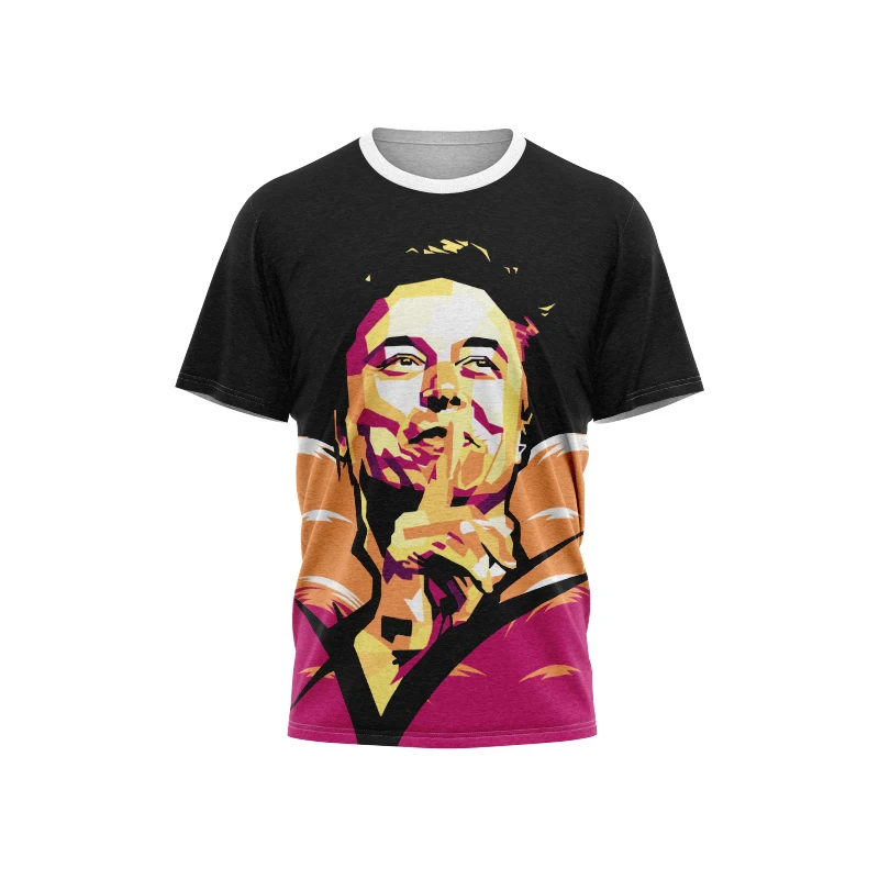 

Men's short sleeved top, summer loose fitting casual T-shirt, fashionable and personalized SPACE-X Musk high-end 3D printing