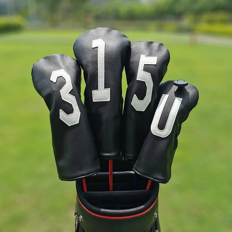 The font size of large number Golf Club Wood Headcovers Driver Fairway Woods Cover PU Leather Head Covers