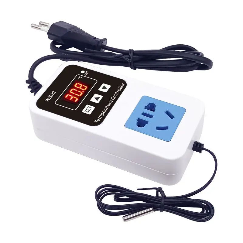 

W2022 AC110-220V Probe Line 10A Digital Temperature Control LED Display Thermostat With NTC Sensor Heat/Cooling Controller