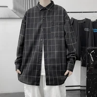high quality flannel social blouses men 2022 autumn spring casual long sleeve shirt male oversized vintage plaid shirts trendyol