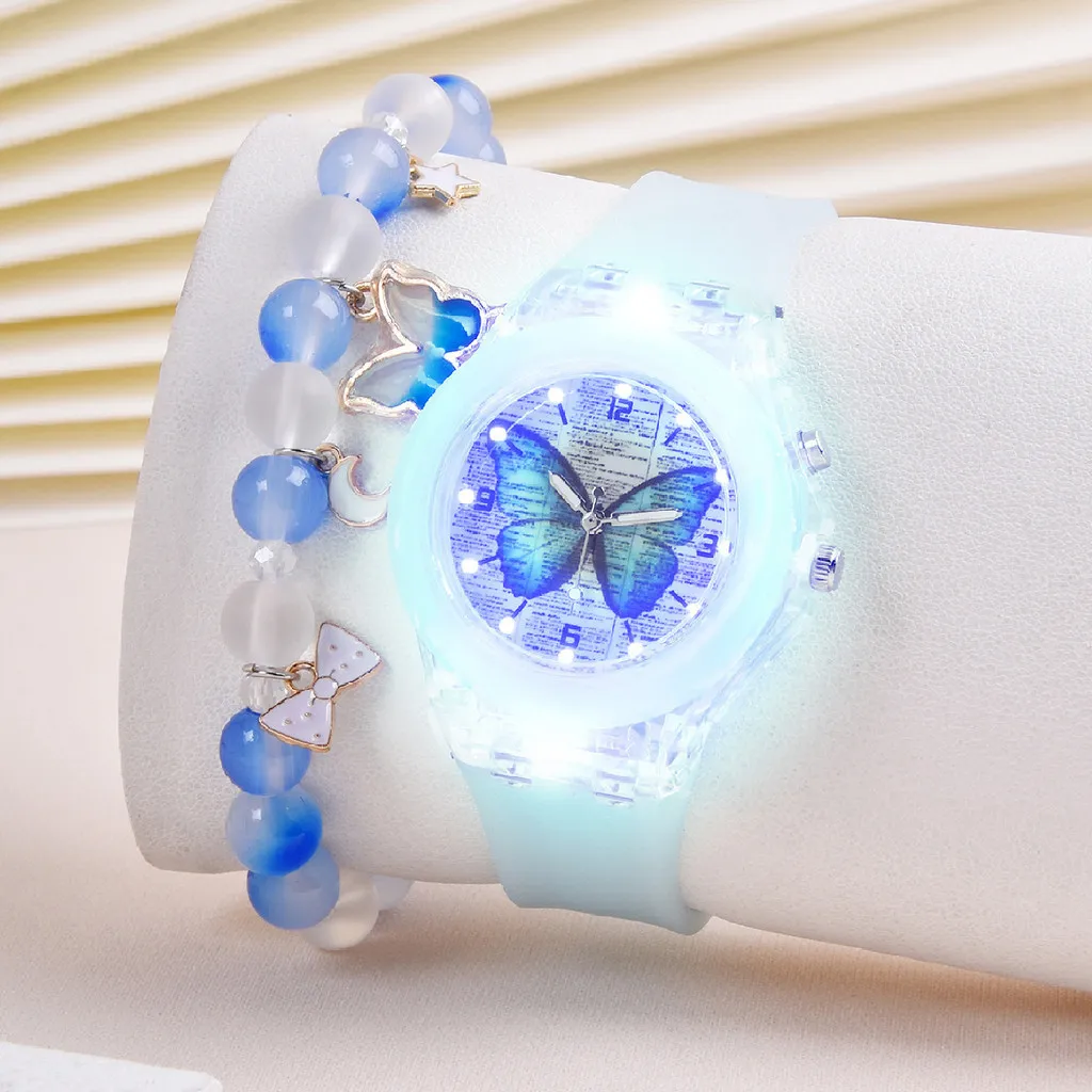 Силиконовый браслет Luminoso Das Crianças Fofo Relógio Borboleta Padrão