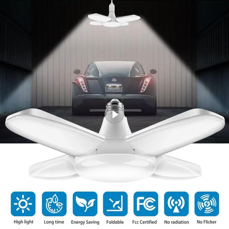 

38 Вт светодиодные гаражные потолочные светильники, регулируемое освещение, светодиодный вентилятор для гаража, портативный деформируемый складной промышленный светильник