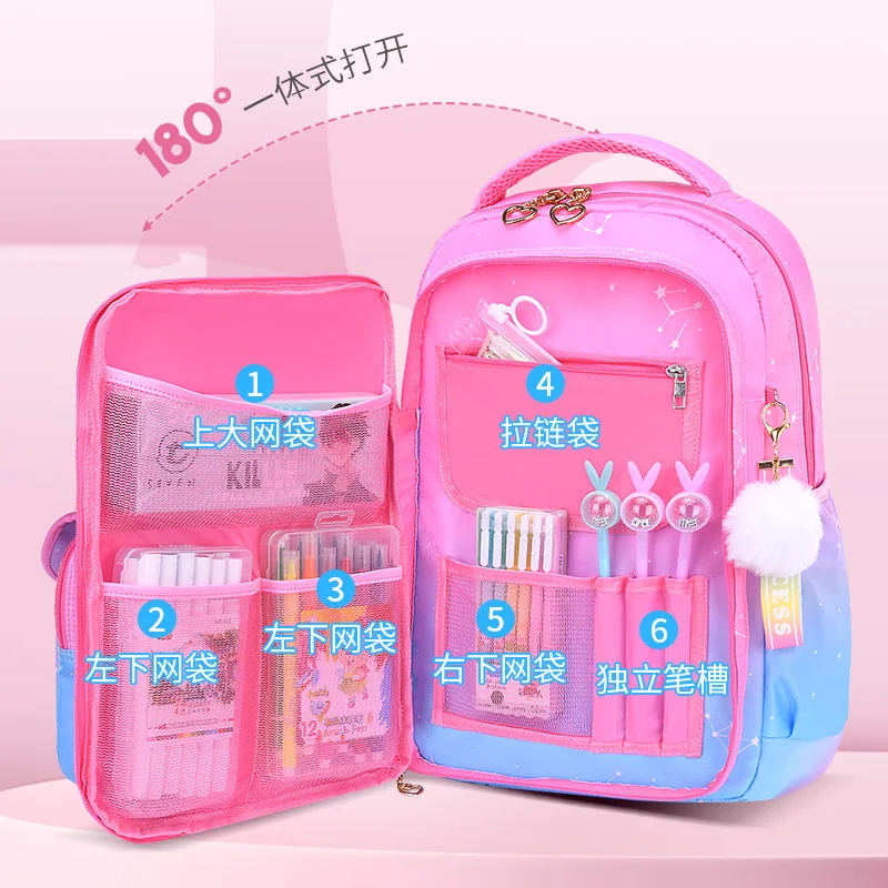 

Fridge-Style Side Door Schoolbag For Elementary School Grader Children Girls Ultra Light Large Capacity Load Reduction Backpack