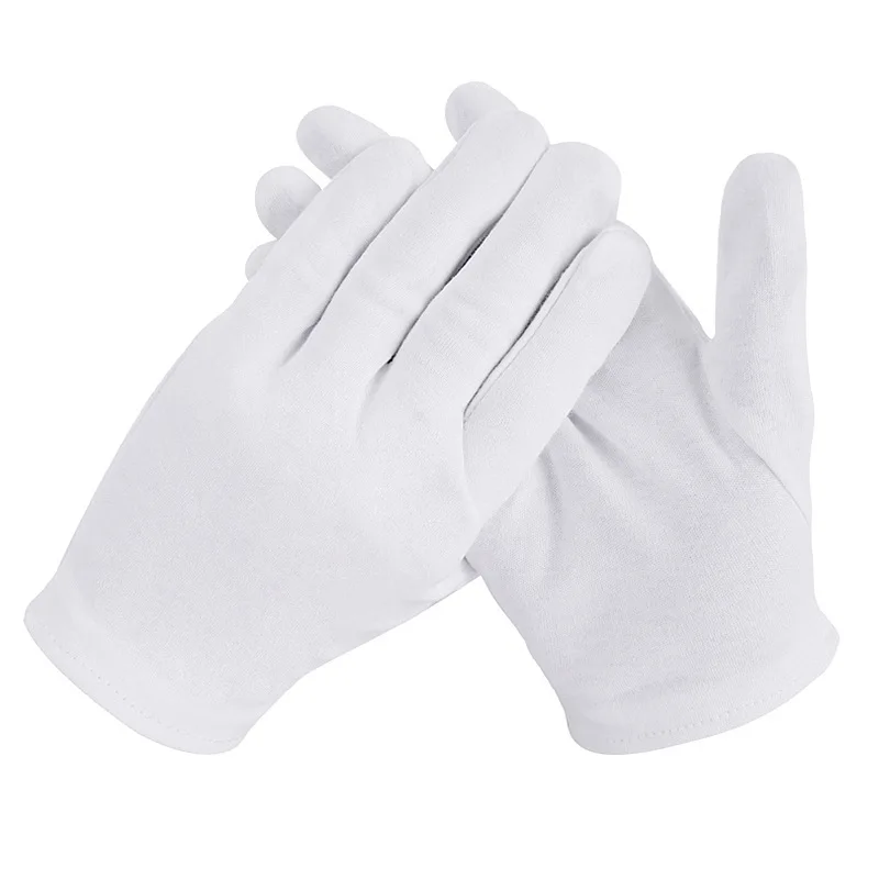1 Pair White New Full Finger Men Women Etiquette White Cotton Gloves Waiters/Drivers/Jewelry/Workers Mittens Sweat Gloves images - 6
