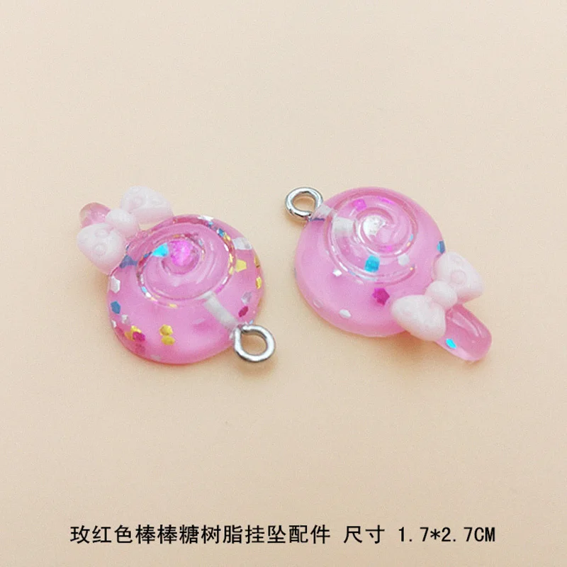 10 шт. корейские милые блестящие подвески в виде леденца из смолы с плоским