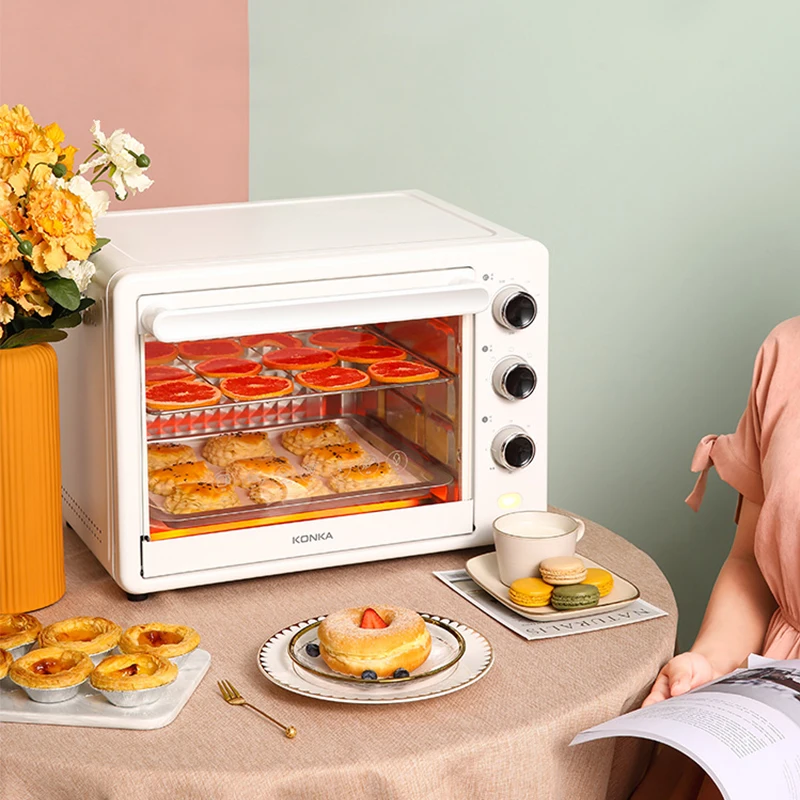 

30L Electric Oven White Multifunctional Oven Frying Pan Baking Machine Household Pizza Maker Fruit Barbecue Toaster Oven