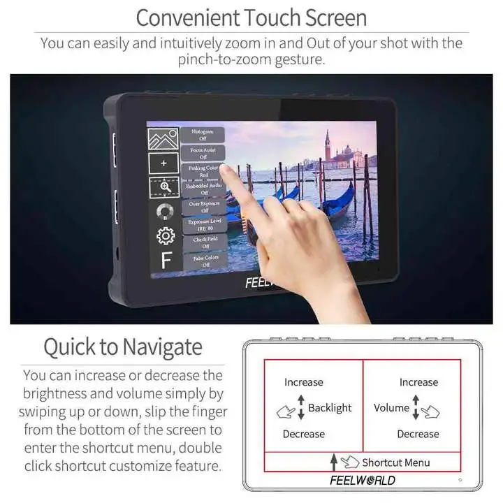 FEELWORLD F5 Pro сенсорное управление видео директора 3d Lut 450 нит яркость с экраном 4k Inp Ouch