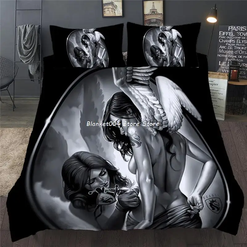

Sexy Beauty Angel Bedding Set 3D Print Duvet Cover Set Single Double Twin Full Queen King Bedclothes Home Textile For Adults