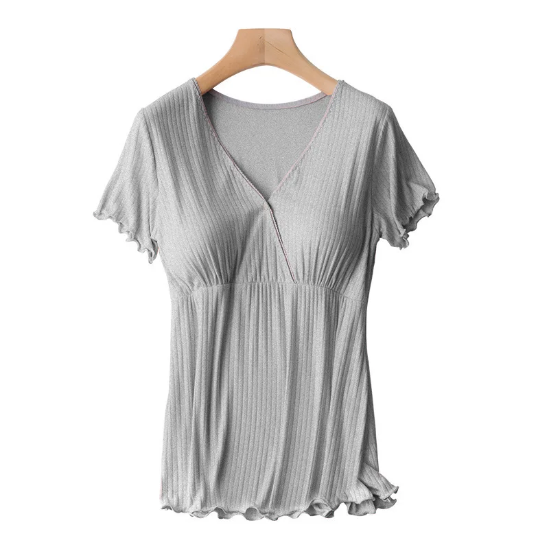 

Short sleeve T-shirt for pregnant women who go out in summer, breast-feeding vest and breast-feeding blouse white