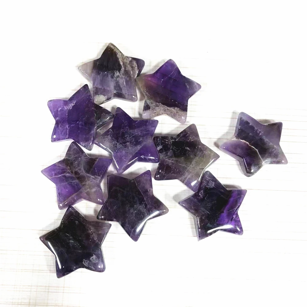 

30MM Natural Crystal Stone Star Shaped Colorfull Mascot Meditation Healing Gemstones Polished Gift for Christmas Decor
