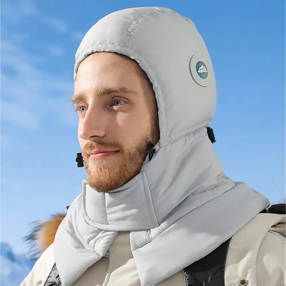 

Уличная хлопковая Лыжная Шапка на пуху, ветрозащитная Водонепроницаемая плотная зимняя теплая шапка с застежкой на шею для пеших прогулок ...