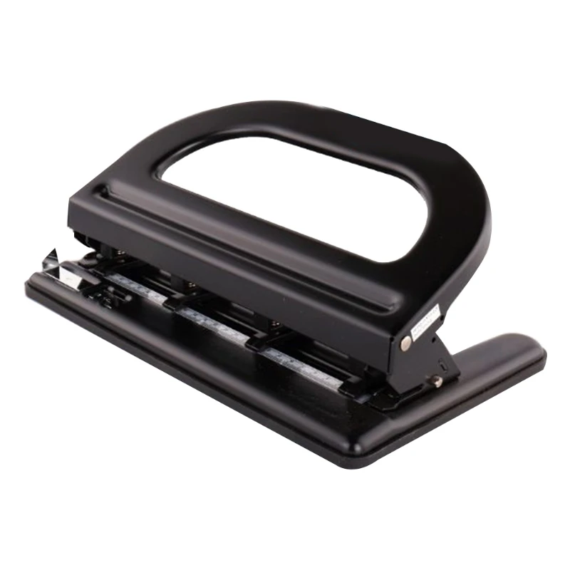 Portable 4 Hole Puncher 30 Sheets Capacity Adjustable Puncher with Positioning Ruler Chip Tray for Loose-leaf Notebooks