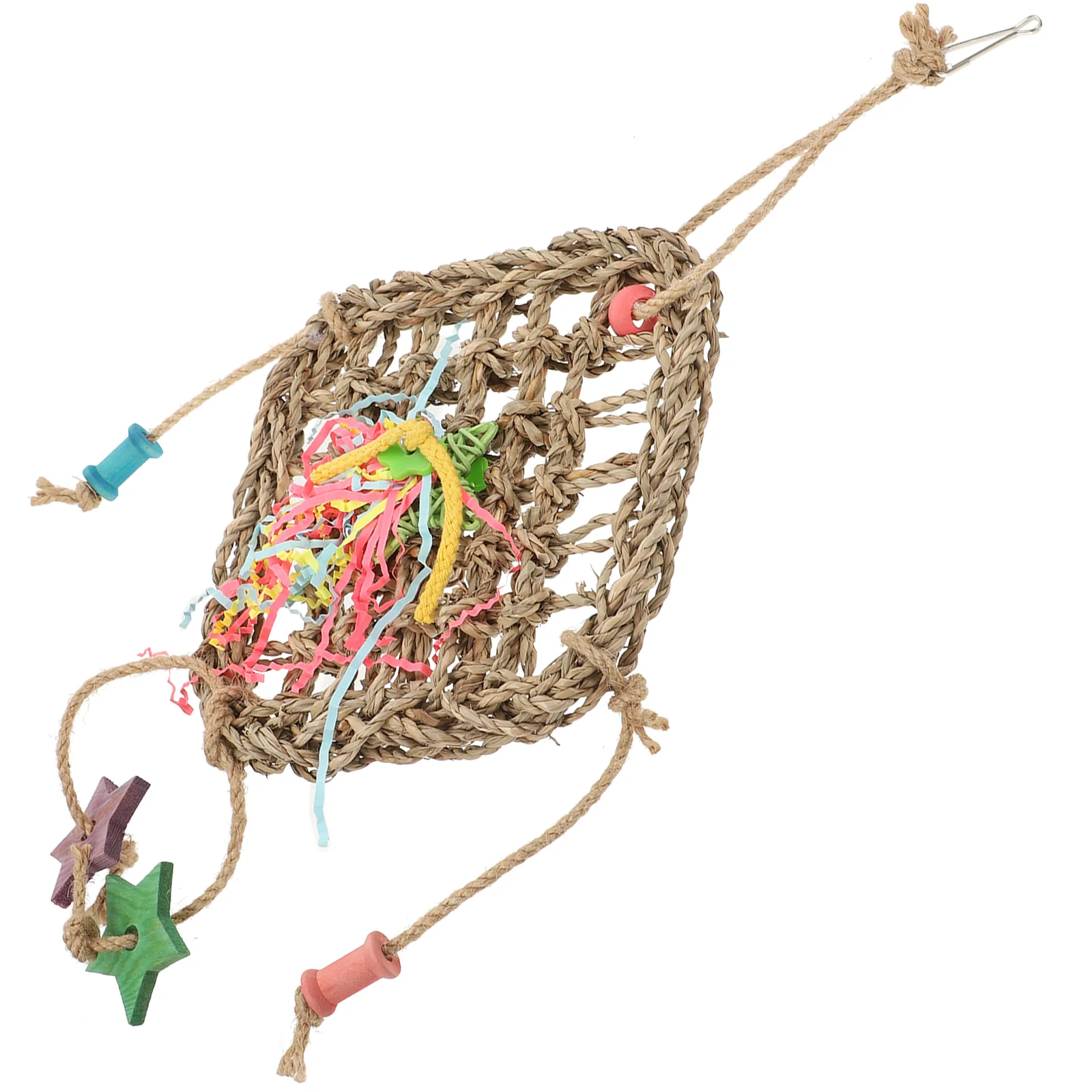

Creative Bird Hanging Toy Parrot Biting Toy Straw Woven Parrot Foraging Toy Birdcage Accessory